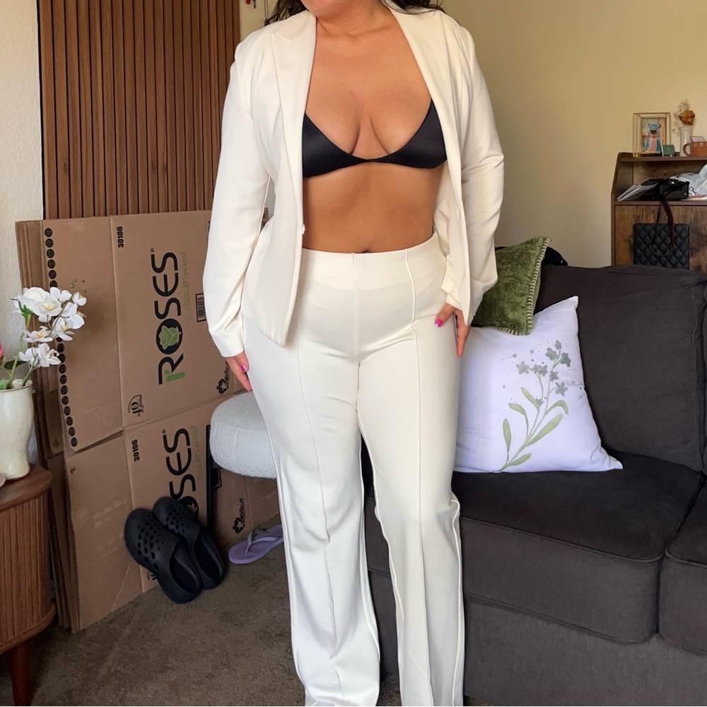 MK Cream Blazer and Pants Set